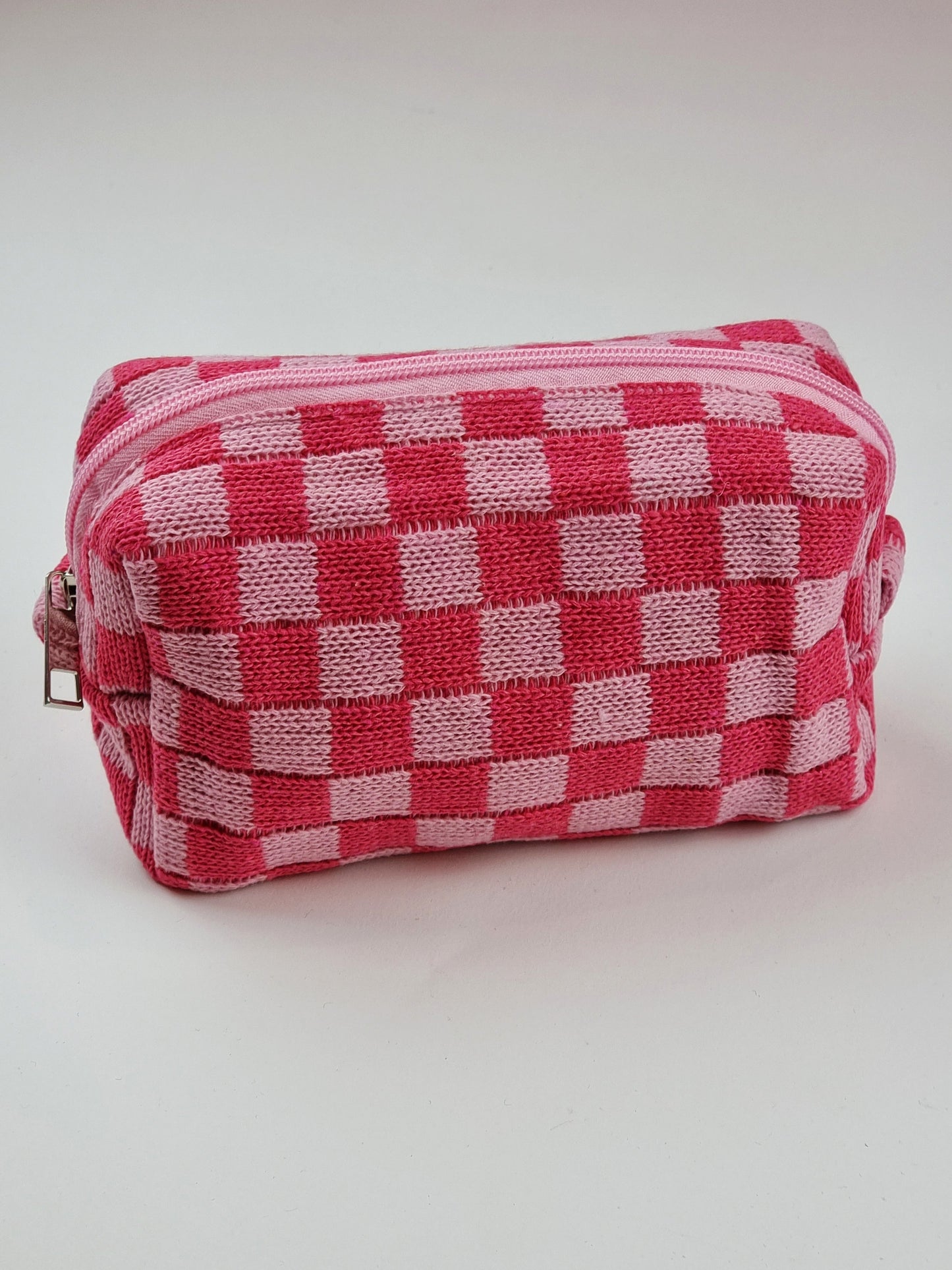 Checked Knit Beauty Bag