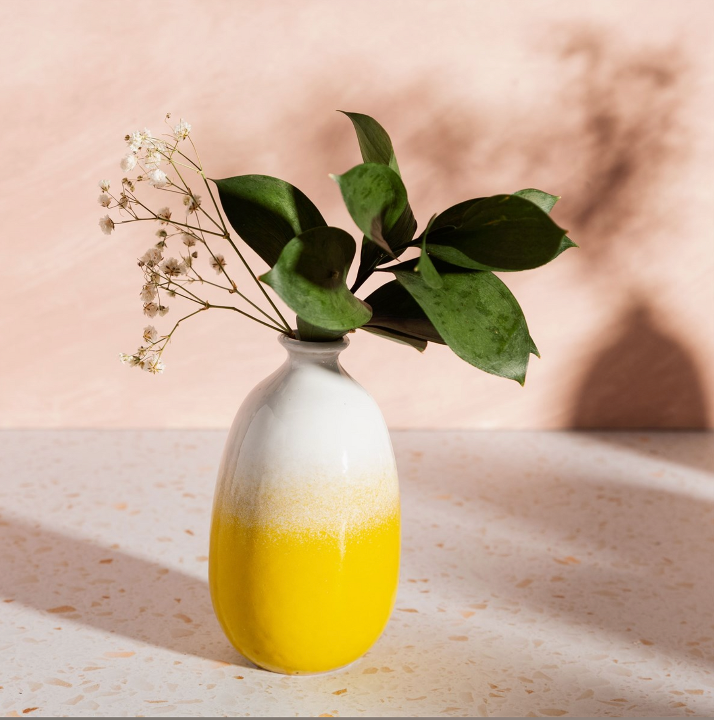 Dip Glazed Ombre Yellow Vase